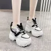 Buty 10 cm Sole Casual Ladies Buty wulkanizowane sport Sport High Platform Sneaker Saaker Chunky Sneakers White Pink Fashion Women