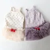 Vêtements pour chiens et chats, robe à petits points de fleurs, chemise pour chiot, vêtements de printemps/été, tenue 2 couleurs