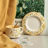 Tazze Set di tazze da caffè in ceramica fresca di bell'aspetto con cucchiaio Tazze in porcellana Tazza retrò Stoviglie da tè Accessori per caffè espresso