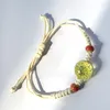 Charm Bracelets Dried Flower Glass Ball Bracelet For Women Girls Bohemian Adjustable Rope Couple Wristband Bangles Jewelry Gifts