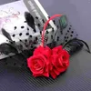 Bandanas 1 PC Pattern Red Rose Fascinating Headwear Costume Accessory Wedding Supplies For Banquet Party
