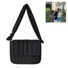 Drawstring Women Quilted Crossbody Bag Wide Strap Trendy Satchel Lightweight Flap Sling Winter Shopping