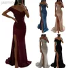 Basic Casual Dresses V-Neck Off Shoulder Maxi Dress Sequin Short Sleeve Waist Tight Evening Party Prom Slim Sexy Long Dress 240319