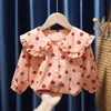 Baby Girl Cotton Shirt Long Sleeve Infant Toddler Child Turn Down Collar Blouses Solid Spring Autumn Summer Baby Clothes 1-7Y 240314