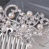 Tiaras Women Hair Jewelry Wedding Excedy Bridal Hair Association Silver Rhinestone Crystal Brides Tiara Pearl Manual Hair Combs Y240319