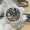 Fabriksuttag avancerad lyxig bling VVS Moissanite Hip Hop Full Iced Out Stainlwatchess Steel Mechanical Watch