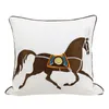 Klassisk enkel modern ny kinesisk stil soffkuddar ljus lyxig broderad häst orange kudde kudde häst broderi
