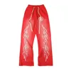 Męskie luksusowe projektanci spodnie Pantsl Studios Hellstar Red Flare Pants Presspanci Men Jogger moda hip hop swobodne spodnie