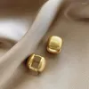 Boucles d'oreilles à clous Design français, bijoux à la mode plaqué or 14 carats, bloc carré en métal, accessoires de travail quotidiens élégants pour femmes