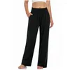 Active Pants Womens Loose Yoga med fickor Hög midja bred benkomfy casual lounge Sweatpants för dansgym