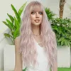 Synthetic Wigs NAMM Long Wavy Middle Part Pink Wig for Women Daily Party Ombre Synthetic Lavender Hair Blonde top dye Wig Heat Resistant Fiber 240329