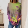 Kvinnors T-skjortor Tee For Woman Fall Winter Casual Long Sleeve Fashion Top Printed Pullover Carnival Mask Print T-shirt Crop