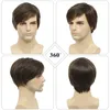 Synthetic Wigs Lace Wigs Mens Brown Wig Straight Short Mens Wig Realistic Natural Male Side Part Wigs for Halloween Men Man 240328 240327