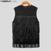 Herrtankstoppar män tank tops tassel o-hals ärmlös sommar casual manliga västar streetwear 2024 koreansk stil mode män kläder s-5xl l240319