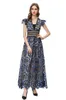 Women's Runway Dresses V Neck Sleeveless Embroidery A Line Fashion Designer Evening Prom Gown