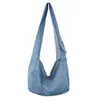 Denim Womens Bag Eco återanvändbara damer handväskor duk shopping resor axelväskor unisex jeans crossbody shoppers 240308
