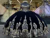 Navy Blue Velvet Princess Quinceanera Dress Ball Gown Sequins Lace Applique Vestido Mexicano Style Sweet 15 Prom Gowns9290574