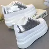 Casual Shoes Women Platform Sneakers Spring Lace-up Bling Fashion High Top Thick Sole Woman Deportivas Mujer