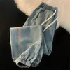 Pantaloni Jeans da uomo con tasche Lettera Pantaloni da cowboy maschili neri per uomo Originale 2024 Tendenza in estate Casual Kpop Plus Size