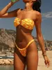 Kobiety mini bikini damskie stroje kąpielowe Bandau Swimsuit Women 2024 BIQUINI T-Line Bikini Set Floral Brazylian Swimsuit Plaży J240319