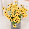 Fleurs décoratives de tournesol artificielles, cadeau pour mère, véritable Bouquet d'arrangement de décoration de mariage pour la maison et le bureau, automne