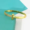 AA Designer Charm Bangle Bracelet TifanT Love V gold narrow edition single row semi diamond precision bracelet buckle bracelet couple bracelet rose gold simple 52E0