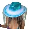 Berets Vintage Country Western Hut Cowgirl Furry Trims Glitter Quasten Für Party Po Requisiten Headwaer Geschenke