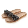 Slippers Suihyung Summer Floral Bow Slippers for Women New Girls Casual Slides Alire Flax Indoor Chaussures tongs Sandales plates féminines