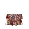 Kvällspåsar vintage kedja Tassel Crossbody Bag kuvert Koppling Purse Summer Vocation Embrodery Messenger Shoulder Women