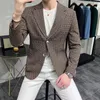 Men's Suits Plaid Suit One-piece Business Casual Formal Dress Fashion Trend Couple Groom Wedding Top