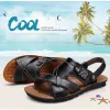 Sandalen große Größe 46 Herren Outdoor Leder Sandalen Summer Klassische Männer -Hausschuhe Softsoled Sandalen Römische bequeme Wanderschuhe