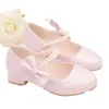 NK Children's Children's Leather White Bow Tie, Spring and Autumn Girls 'High Heels, Princess Shoes, Pearl Trendy Single Shoes GG