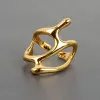 Nieuwe Verstelbare Kleurrijke Drip Glaze 14k Geel Gouden Ring Dames Mode Retro Geometrische Goudkleurige Metalen Ringen Bruiloft Sieraden Verjaardagscadeau