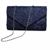 Totes Ladies Silk Evening Bag Vintage Elegant Purple Spets Flower Bridal Clutches for Women Party Handbag Prom Chain Shoulder Purse