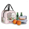 Opbergtassen cartoon mochi kat perzik en goma doos vrouwen herstelbare lekvrije koeler thermisch voedsel geïsoleerde lunchbag kinderschool kinderen kinderen