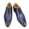 Schuhe Herren handgefertigte Kleiderschuhe Blau Mode Druck lässig Office Business Pointed Toe Oxford Formale Schuhe für Männer Großhandel