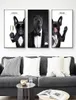 Lustige Tier Leinwand Malerei Hund Tragen Sonnenbrille Kleidung Poster Druck Schwarz und Weiß Nordic Wand Kunst Bilder für Wohnzimmer 9664584