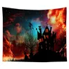 Halloween Tapestry Castle of the Night Cemetery Tapestry Hippie Tapestry Wall Hanging For Bedroom Dorm Living Room Home Decor 240304