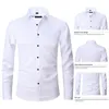 Men's Casual Shirts Men Suit Shirt Stylish Slim Fit Cardigan With Turn-down Collar Long Sleeves For Business Office Wear Soft