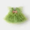 Toddler Olive Green Flower Girl Dress for Wedding Party Tiered Tulle Kneelength First Birthday Princess 112Yr Girls 240312