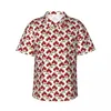 Camicie casual da uomo Stampa frutta rossa Camicia Hawaii Camicia da uomo modello ciliegia da spiaggia Manica corta Y2K Camicette oversize alla moda personalizzate fai-da-te divertenti