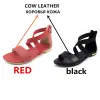 Sandales Morazora Taille 3146 2021 Nouvelles chaussures en cuir authentiques Femmes Sandales Zip Red Black Chaussures Summer Dames décontractées Sandales plates Femme