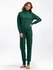 Dames Tweedelige Broek 2024 Europese en Amerikaanse Herfst Winter Casual Broeksets Coltrui Effen Kleur Trui Gebreid Tweedelig