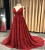 Yeni Varış Kırmızı Prom Elbiseler Uzun Spagetti Kayışları Sarizgeli Gece Elbise Resmi Elbise Partisi Elbiseler Özel Günlük Gowns Ogstuf2884004