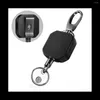 Keychains 5PCS Heavy Duty Metal Retractable Badge Holders Carabiner Belt Reels Clip Key Ring ID Card Holder Black