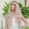 Synthetic Wigs NAMM Long Wavy Middle Part Pink Wig for Women Daily Party Ombre Synthetic Lavender Hair Blonde top dye Wig Heat Resistant Fiber 240329