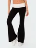 Calças femininas Mulheres Flared Casual Contraste Cor Elástica Cintura Bell Bottoms Bootcut Calças Y2K Streetwear