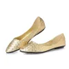 Lägenheter Beyarne2019Ladies Ballet Flats Weaving Gold Silver Shoes Pointed Toe Breattable Slipons Summer Plus Size 35 41E522