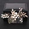 Tiaras Vintage Gold Crystal Wedding Hair Combs Hair Accessories Women Back Decorative Hair Comb for Bridal Headpiece Hair Jewelry Gift Y240319