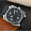 Men Watch BR Model Sport Rubber Strap Mechanical Movement Automatic Date Bell Multifunction Watch Business Stainless Steel Man Ross Square Wristwatch